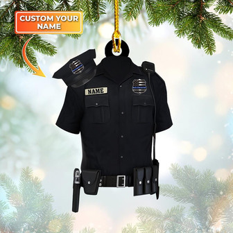 Ornament - Personalized Police Hat With Gun Shaped Flat Ornament Christmas, Ornament for Police - Thegiftio UK