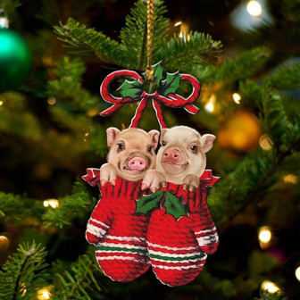 Ornament- Pigs Inside Your Gloves Christmas Holiday-Two Sided Ornament, Christmas Ornament, Car Ornament - Thegiftio UK