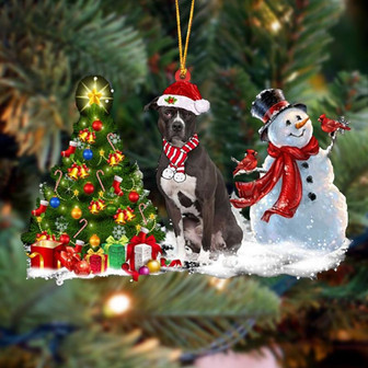 Ornament- Pit Bull Christmas Snow Hanging Ornament Dog Ornament, Car Ornament, Christmas Ornament - Thegiftio UK