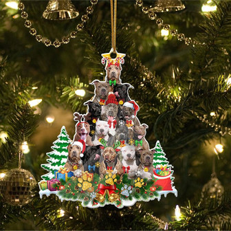 Ornament- Pit Bull Full The Christmas Tree-Two Sided Ornament, Happy Christmas Ornament, Car Ornament - Thegiftio UK