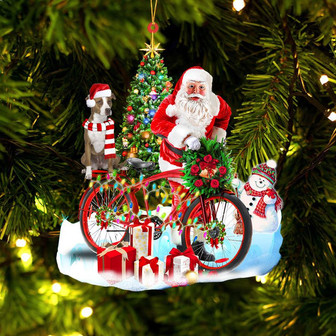 Ornament- Pit Bull On Santa's Bike Ornament Dog Ornament, Car Ornament, Christmas Ornament - Thegiftio UK