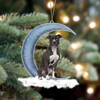 Ornament- Pit Bull Sits On The Moon Hanging Ornament Dog Ornament, Car Ornament, Christmas Ornament - Thegiftio UK