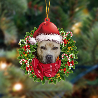Ornament- Pitbull 1-Xmas Bandana Hanging Ornament, Happy Christmas Ornament, Car Ornament - Thegiftio UK