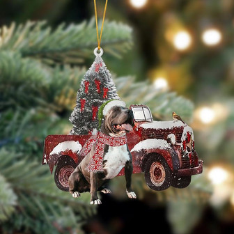 Ornament- Pitbull 2-Christmas Truck Two Sided Ornament, Happy Christmas Ornament, Car Ornament - Thegiftio UK