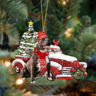Ornament- Pitbull-Christmas Car Two Sided Ornament, Happy Christmas Ornament, Car Ornament - Thegiftio UK