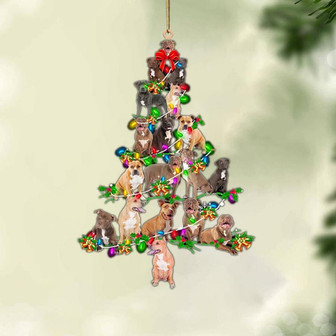 Ornament- Pitbull-Christmas Tree Lights-Two Sided Ornament, Happy Christmas Ornament, Car Ornament - Thegiftio UK