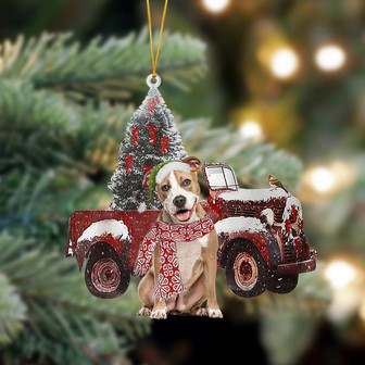 Ornament- Pitbull-Christmas Truck Two Sided Ornament, Happy Christmas Ornament, Car Ornament - Thegiftio UK