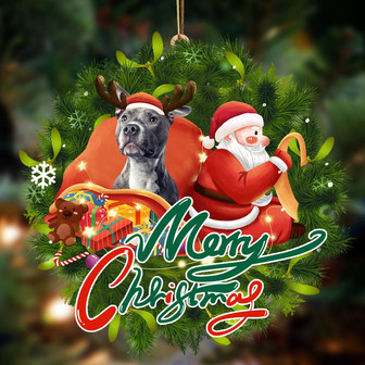 Ornament- Pitbull Dog-Santa & dog Hanging Ornament, Happy Christmas Ornament, Car Ornament - Thegiftio UK