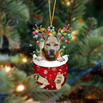 Ornament- Pitbulll-In Christmas Pocket Two Sides Ornament, Happy Christmas Ornament, Car Ornament - Thegiftio UK