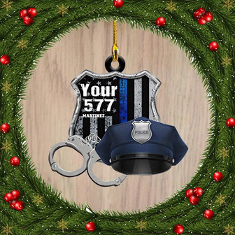 Ornament - Police Badge Handcuff Ornament - Gift For Police - Shaped Ornament Police Car Hanger Decor, Custom Shaped Flat Ornament Christmas, Christmas Decor - Thegiftio UK