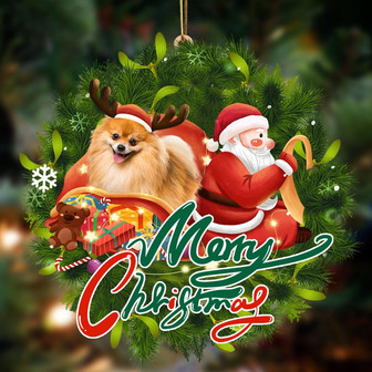 Ornament- Pomeranian-Santa & dog Hanging Ornament, Happy Christmas Ornament, Car Ornament - Thegiftio UK
