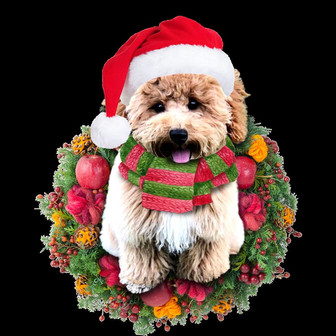 Ornament- Poochon Christmas Ornament, Happy Christmas Ornament, Car Ornament - Thegiftio UK