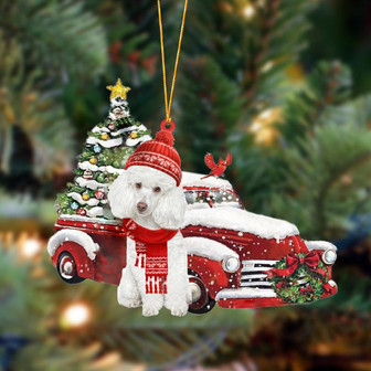 Ornament- Poodle 1-Christmas Car Two Sided Ornament, Happy Christmas Ornament, Car Ornament - Thegiftio UK