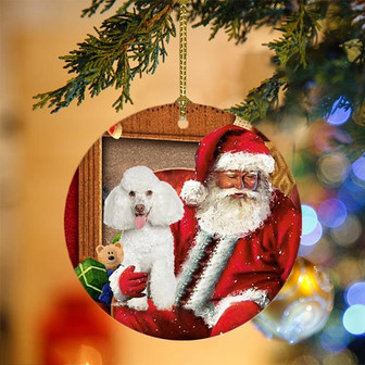 Ornament- Poodle-2 With Santa Christmas Ornament, Happy Christmas Ornament, Car Ornament - Thegiftio UK