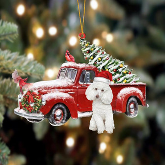 Ornament- Poodle-Cardinal & Truck Two Sided Ornament, Happy Christmas Ornament, Car Ornament - Thegiftio UK