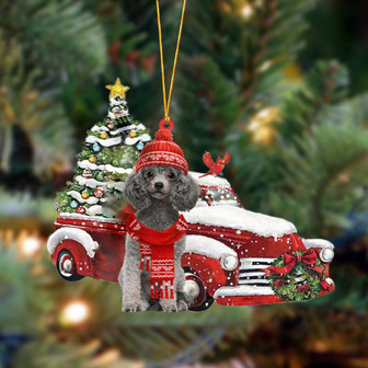 Ornament- Poodle-Christmas Car Two Sided Ornament, Happy Christmas Ornament, Car Ornament - Thegiftio UK