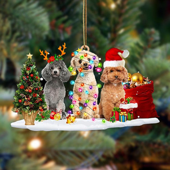 Ornament- Poodle-Christmas Dog Friends Hanging Ornament, Happy Christmas Ornament, Car Ornament - Thegiftio UK