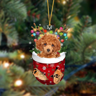 Ornament- Poodle-In Christmas Pocket Two Sides Ornament, Happy Christmas Ornament, Car Ornament - Thegiftio UK
