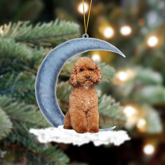 Ornament- Poodle Sits On The Moon Hanging Ornament Dog Ornament, Car Ornament, Christmas Ornament - Thegiftio UK