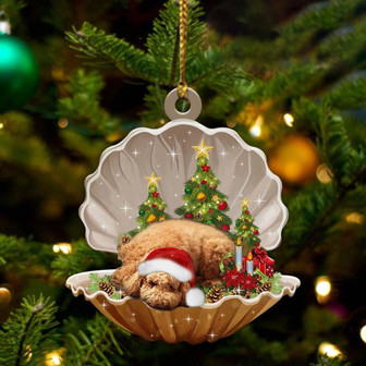 Ornament- Poodle-Sleeping Pearl in Christmas Two Sided Ornament, Happy Christmas Ornament, Car Ornament - Thegiftio UK