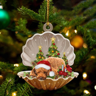 Ornament- Poodle3-Sleeping Pearl in Christmas Two Sided Ornament, Happy Christmas Ornament, Car Ornament - Thegiftio UK