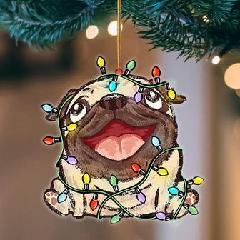 Ornament- Pug Christmas Light Hanging Ornament Dog Ornament, Car Ornament, Christmas Ornament - Thegiftio UK
