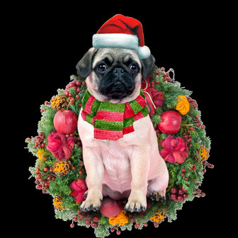 Ornament- Pug Christmas Ornament, Happy Christmas Ornament, Car Ornament - Thegiftio UK