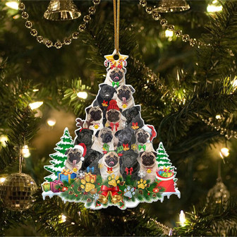 Ornament- Pug Full The Christmas Tree-Two Sided Ornament, Happy Christmas Ornament, Car Ornament - Thegiftio UK