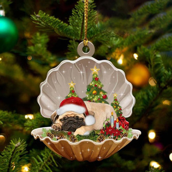 Ornament- Pug3-Sleeping Pearl in Christmas Two Sided Ornament, Happy Christmas Ornament, Car Ornament - Thegiftio UK