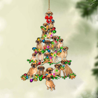 Ornament- Puggle-Christmas Tree Lights-Two Sided Ornament, Happy Christmas Ornament, Car Ornament - Thegiftio UK