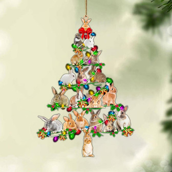 Ornament- Rabbit-Christmas Tree Lights-Two Sided Ornament, Happy Christmas Ornament, Car Ornament - Thegiftio UK