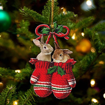 Ornament- Rabbit Inside Your Gloves Christmas Holiday-Two Sided Ornament, Christmas Ornament, Car Ornament - Thegiftio UK