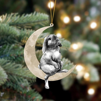 Ornament- Rabbit Sits On The Moon Hanging Ornament Dog Ornament, Car Ornament, Christmas Ornament - Thegiftio UK