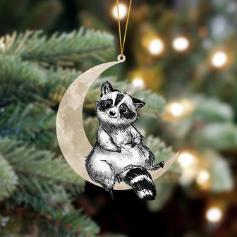Ornament- Raccoon Sits On The Moon Hanging Ornament Dog Ornament, Car Ornament, Christmas Ornament - Thegiftio UK