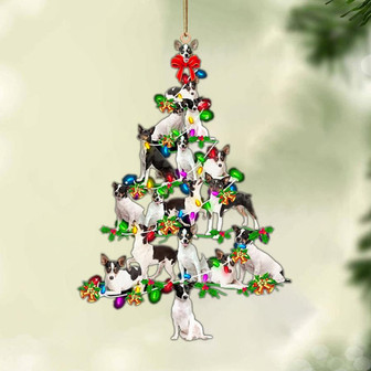 Ornament- Rat terrier-Christmas Tree Lights-Two Sided Ornament, Happy Christmas Ornament, Car Ornament - Thegiftio UK