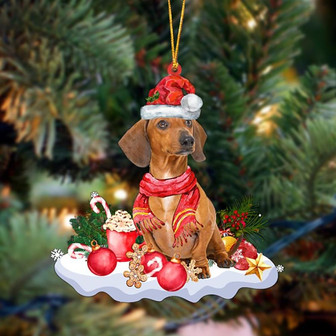 Ornament- RED Dachshund-Better Christmas Hanging Ornament, Happy Christmas Ornament, Car Ornament - Thegiftio UK