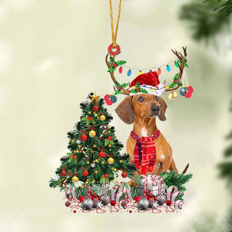 Ornament- Red Dachshund-Christmas Tree Gift Hanging Ornament, Happy Christmas Ornament, Car Ornament - Thegiftio UK