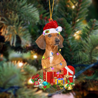 Ornament- Red Dachshund-Dog Be Christmas Tree Hanging Ornament, Happy Christmas Ornament, Car Ornament - Thegiftio UK