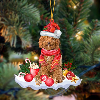 Ornament- RED Labradoodle-Better Christmas Hanging Ornament, Happy Christmas Ornament, Car Ornament - Thegiftio UK
