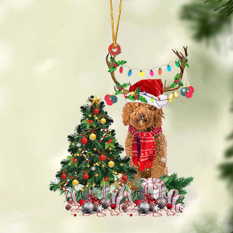 Ornament- RED Labradoodle-Christmas Tree Gift Hanging Ornament, Happy Christmas Ornament, Car Ornament - Thegiftio UK