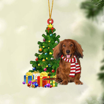 Ornament- Red Long Haired Dachshund-Christmas Star Hanging Ornament, Happy Christmas Ornament, Car Ornament - Thegiftio UK