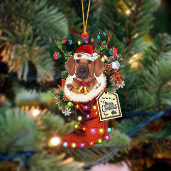 Ornament- Rhodesian Ridgeback-Xmas Boot-Two Sided Ornament, Happy Christmas Ornament, Car Ornament - Thegiftio UK