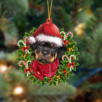 Ornament- Rottweiler 1-Xmas Bandana Hanging Ornament, Happy Christmas Ornament, Car Ornament - Thegiftio UK