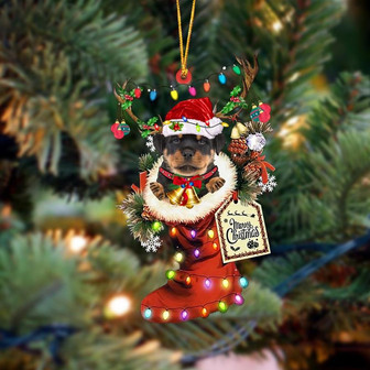 Ornament- Rottweiler 1-Xmas Boot-Two Sided Ornament, Happy Christmas Ornament, Car Ornament - Thegiftio UK