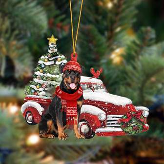Ornament- Rottweiler-Christmas Car Two Sided Ornament, Happy Christmas Ornament, Car Ornament - Thegiftio UK