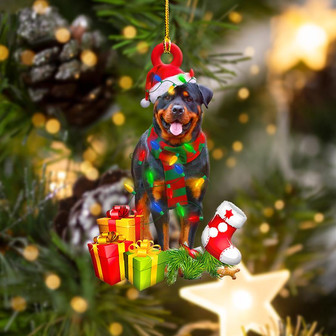 Ornament- Rottweiler Christmas Shape Ornament, Happy Christmas Ornament, Car Ornament - Thegiftio UK