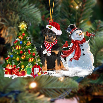 Ornament- Rottweiler Christmas Snow Hanging Ornament Dog Ornament, Car Ornament, Christmas Ornament - Thegiftio UK
