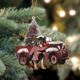 Ornament- Rottweiler-Christmas Truck Two Sided Ornament, Happy Christmas Ornament, Car Ornament - Thegiftio UK
