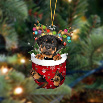 Ornament- Rottweiler-In Christmas Pocket Two Sides Ornament, Happy Christmas Ornament, Car Ornament - Thegiftio UK