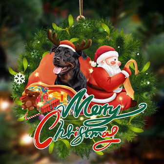 Ornament- Rottweiler-Santa & dog Hanging Ornament, Happy Christmas Ornament, Car Ornament - Thegiftio UK